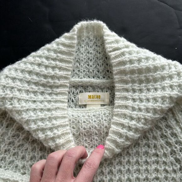 Anthropologie Maeve Dionne Sweater Women's‎ XS Mint Green Nylon Bell Sleeve Soft - Picture 7 of 15